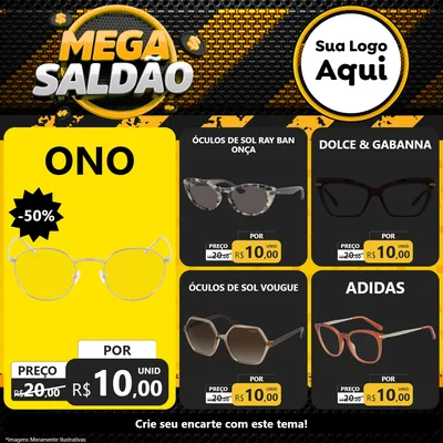 Modelo de Rede Social para Feed Facebook com o tema Mega Saldão para Óticas