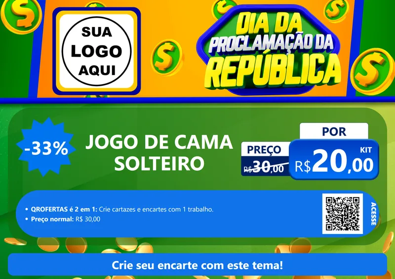 Modelo de Cartaz para Cartaz A4 Horizontal com o tema Dia Da Proclamação da República para Cama, Mesa e Banho