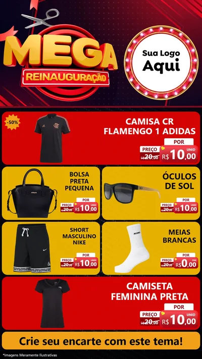 Modelo de TV para TV Vertical com o tema Mega Reinauguração para Roupas e acessórios