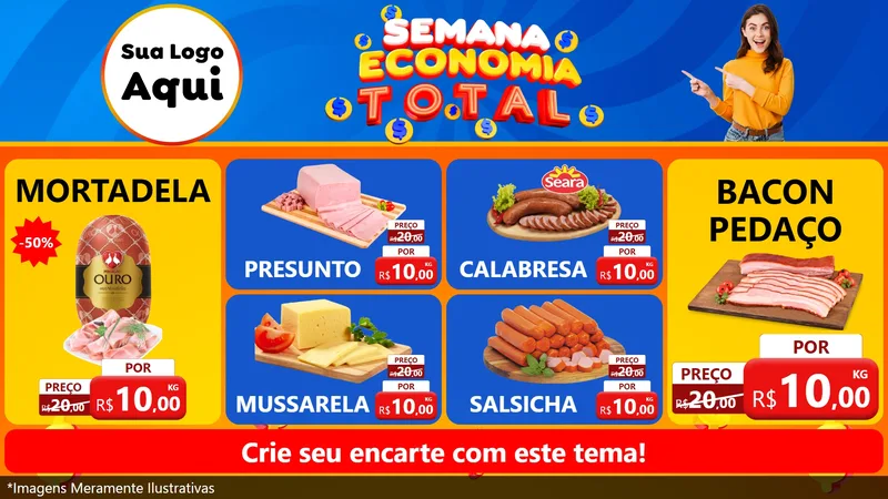 Modelo de TV para TV Horizontal com o tema Semana Economia Total para Frios e Laticínios