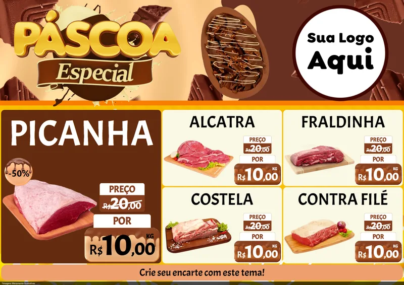 Modelo de Encarte para Encarte A4 Horizontal com o tema Páscoa Especial para Açougue