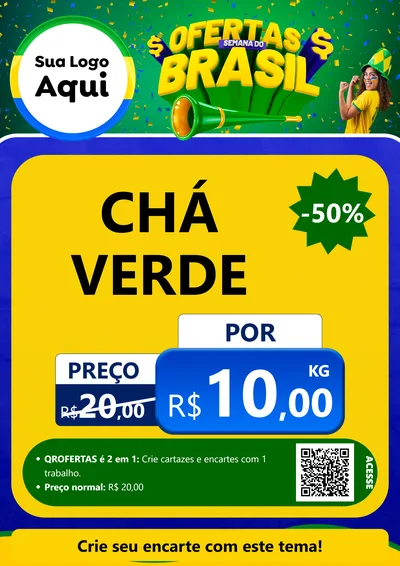 Modelo de Cartaz para Cartaz A4 Vertical com o tema Ofertas Semana do Brasil para Produtos Naturais