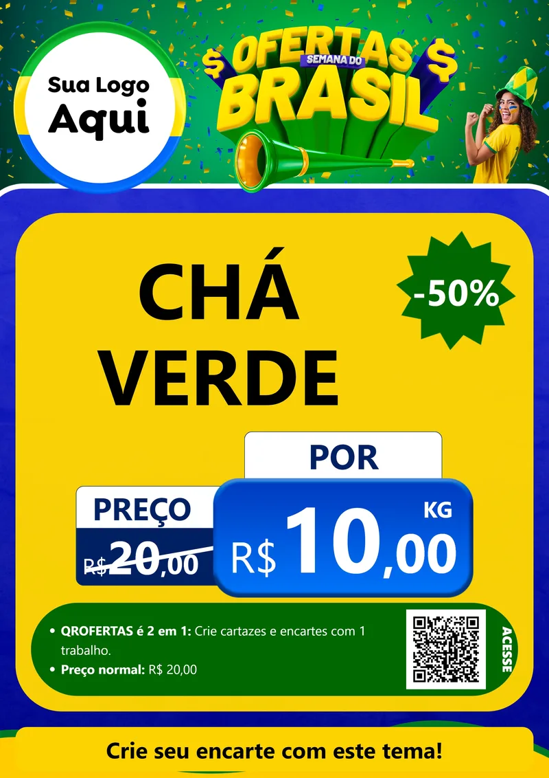 Modelo de Cartaz para Cartaz A4 Vertical com o tema Ofertas Semana do Brasil para Produtos Naturais