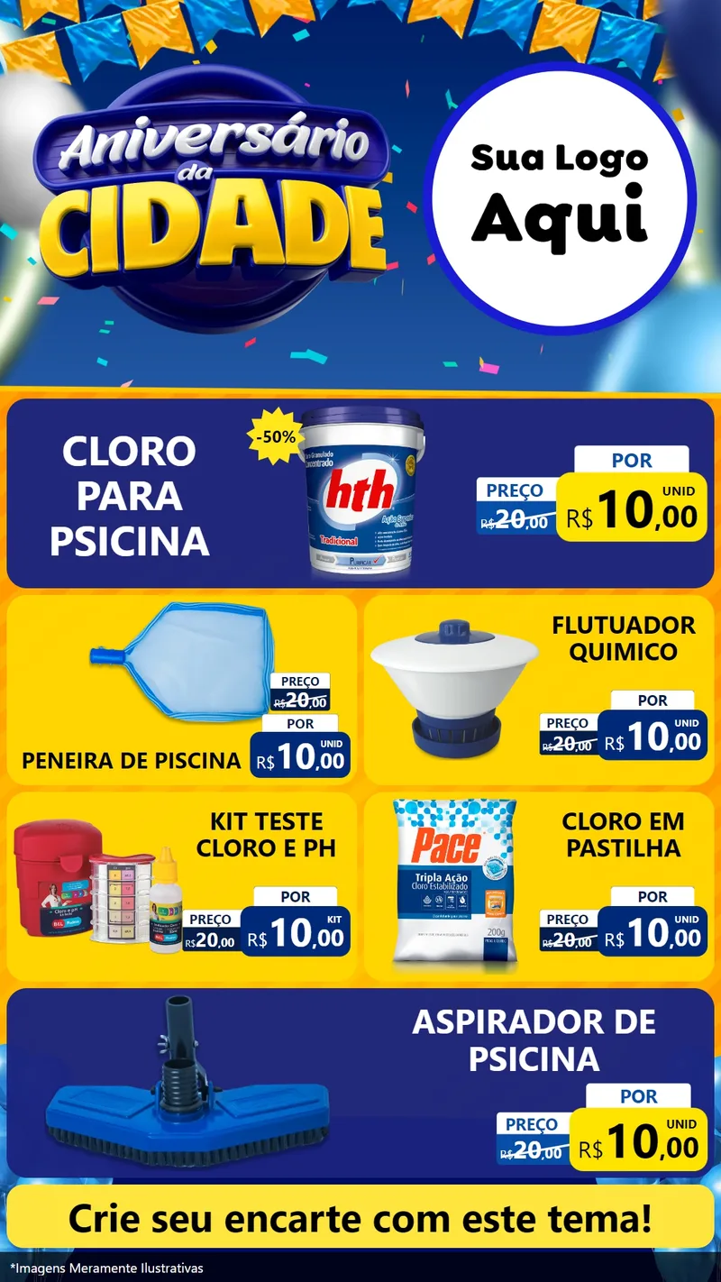 Modelo de TV para TV Vertical com o tema Aniversário da Cidade para Produtos para Piscina