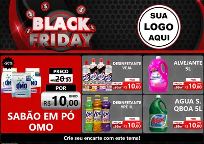 Modelo de Encarte para Encarte A4 Horizontal com o tema Black Friday para Produtos de Limpeza