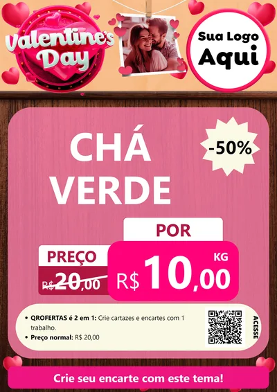 Modelo de Cartaz para Cartaz A4 Vertical com o tema Valentine's Day para Produtos Naturais