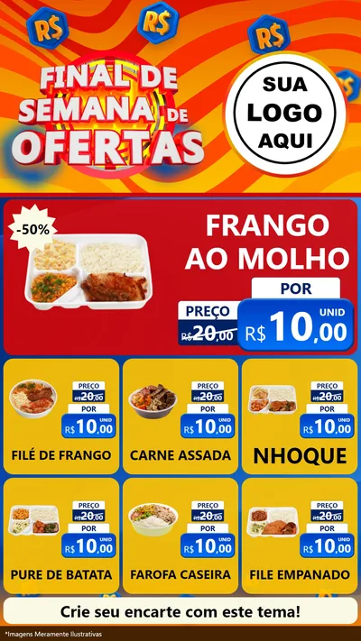 Modelo de Rede Social para Stories com o tema Final de Semana de Ofertas para Restaurante