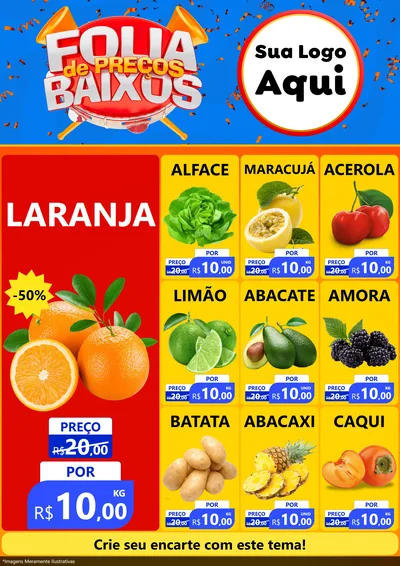 Modelo de Encarte para Encarte A4 Vertical com o tema Folia de Preços Baixos para Hortifrúti