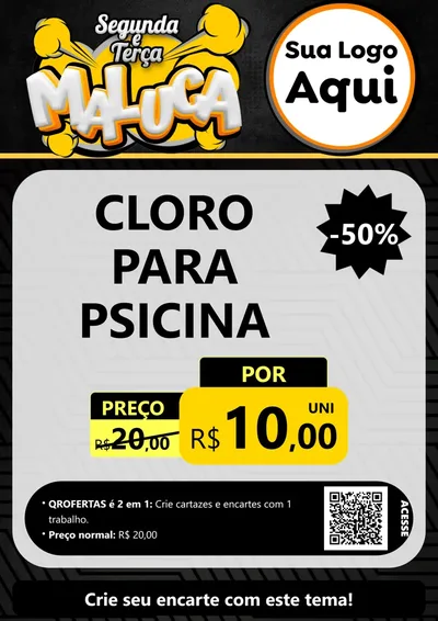 Modelo de Cartaz para Cartaz A4 Vertical com o tema Segunda e Terça Maluca para Produtos para Piscina