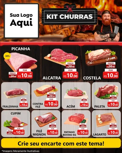 Modelo de Rede Social para Feed Instagram com o tema Kit Churrasco para Açougue