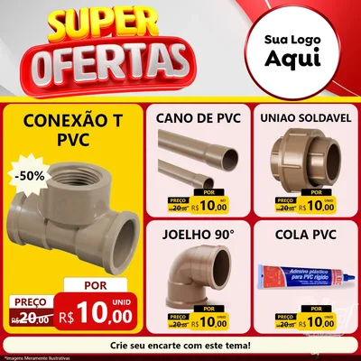 Modelo de Rede Social para Feed Facebook com o tema Super Ofertas para Tubos e conexões