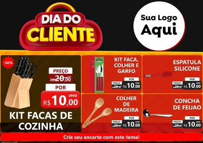 Modelo de Encarte para Encarte A4 Horizontal com o tema Dia do Cliente para Utilidades Domésticas