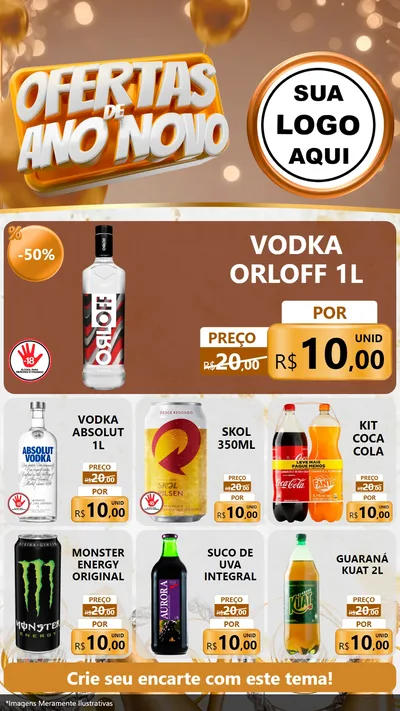 Modelo de Rede Social para Stories com o tema Ofertas de Ano Novo para Distribuidora de bebidas