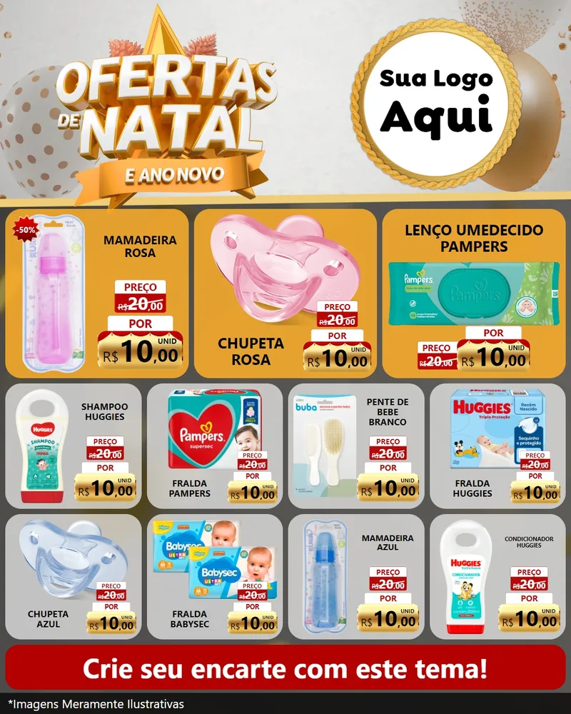 Modelo de Rede Social para Feed Instagram com o tema Ofertas De Natal E Ano Novo para Bebês