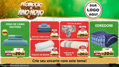 Modelo de TV para TV Horizontal com o tema Promoção de Ano Novo para Cama, Mesa e Banho