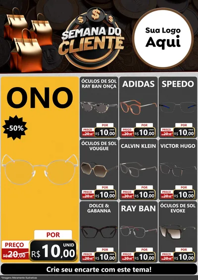 Modelo de Encarte para Encarte A4 Vertical com o tema Semana do Cliente para Óticas