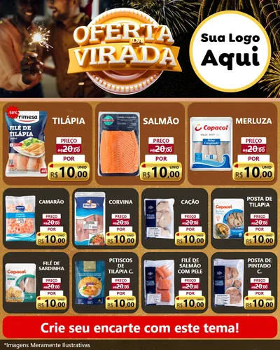 Modelo de Rede Social para Feed Instagram com o tema Oferta da Virada para Peixaria