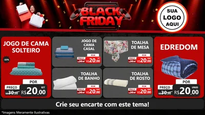 Modelo de TV para TV Horizontal com o tema Black Friday para Cama, Mesa e Banho