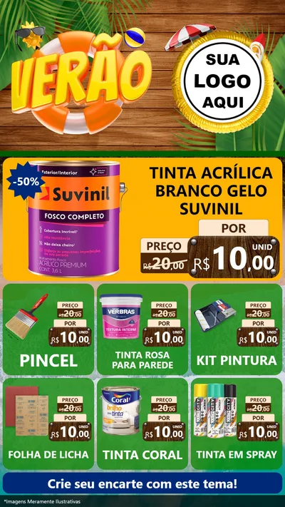 Modelo de Rede Social para Stories com o tema Verão para Tintas e Ferramentas