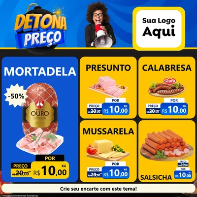 Modelo de Rede Social para Feed Facebook com o tema Detona Preços para Frios e Laticínios