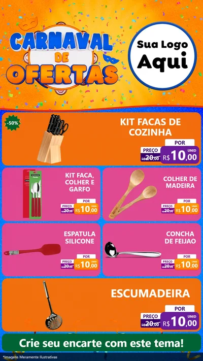 Modelo de TV para TV Vertical com o tema Carnaval de Ofertas para Utilidades Domésticas