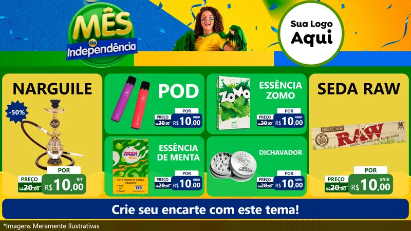 Modelo de TV para TV Horizontal com o tema Mês da Independência para Tabacaria