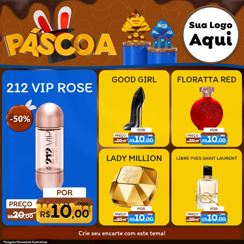 Modelo de Rede Social para Feed Facebook com o tema Páscoa para Perfumes