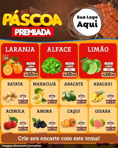 Modelo de Rede Social para Feed Instagram com o tema Páscoa Premiada para Hortifrúti