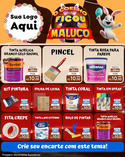 Modelo de Rede Social para Feed Instagram com o tema O Coelho Ficou Maluco - Páscoa para Tintas e Ferramentas