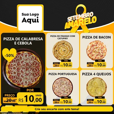 Modelo de Rede Social para Feed Facebook com o tema Setembro Amarelo para Pizzaria