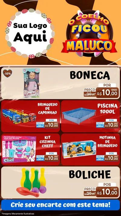 Modelo de TV para TV Vertical com o tema O Coelho Ficou Maluco - Páscoa para Brinquedos