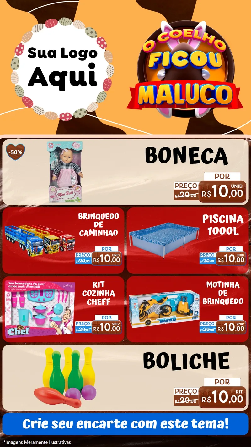 Modelo de TV para TV Vertical com o tema O Coelho Ficou Maluco - Páscoa para Brinquedos
