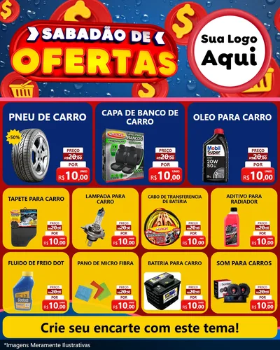 Modelo de Rede Social para Feed Instagram com o tema Sabadão de Ofertas para Auto peças