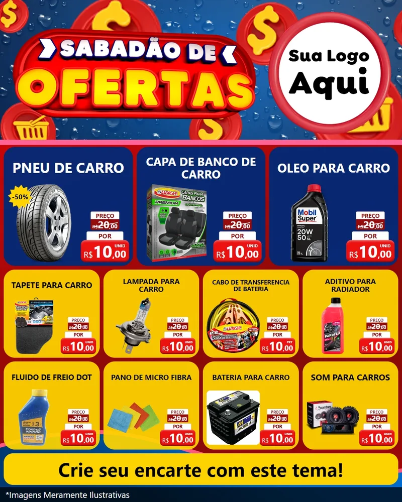 Modelo de Rede Social para Feed Instagram com o tema Sabadão de Ofertas para Auto peças