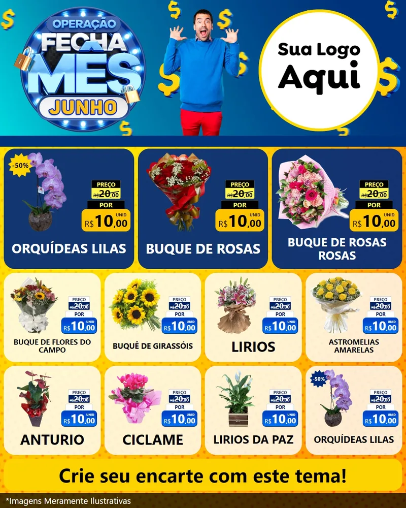 Modelo de Rede Social para Feed Instagram com o tema Operação Fecha Mês, Junho para Floricultura e jardim