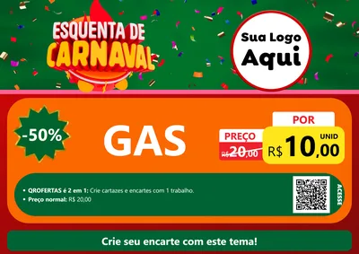 Modelo de Cartaz para Cartaz A4 Horizontal com o tema Esquenta de Carnaval para Água e gás