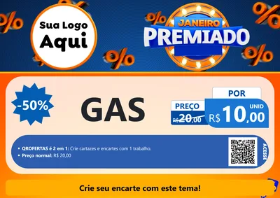 Modelo de Cartaz para Cartaz A4 Horizontal com o tema Janeiro Premiado para Água e gás