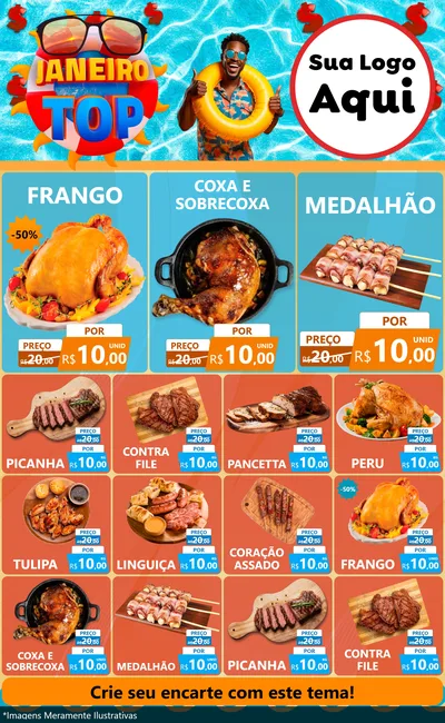 Modelo de Encarte para Encarte Grande com o tema Janeiro Top para Assados