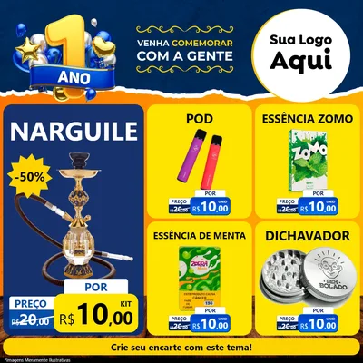 Modelo de Rede Social para Feed Facebook com o tema Um Ano de Aniversário para Tabacaria