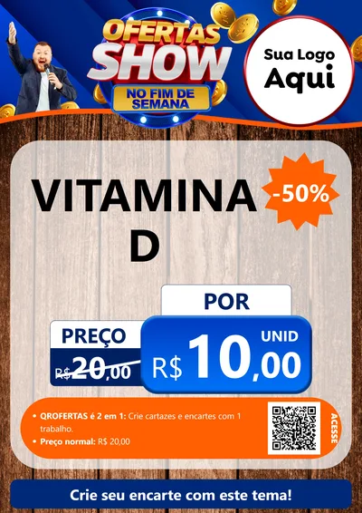 Modelo de Cartaz para Cartaz A4 Vertical com o tema Ofertas Show No Fim De Semana para Farmácia