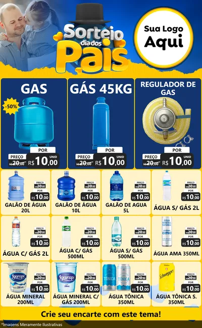 Modelo de Encarte para Encarte Grande com o tema Sorteio Dia Dos Pais para Água e gás