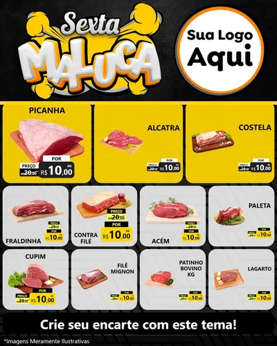 Modelo de Rede Social para Feed Instagram com o tema Sexta Maluca para Açougue