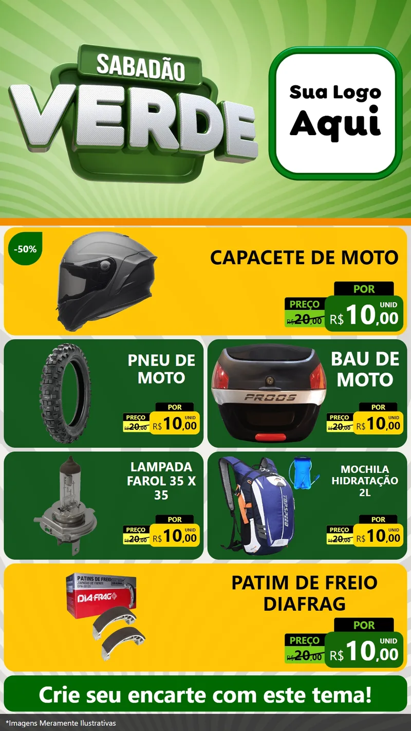 Modelo de TV para TV Vertical com o tema Sabadão Verde para Moto peças