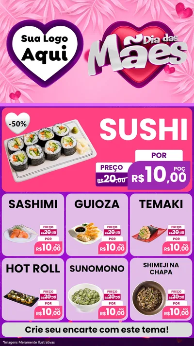 Modelo de Rede Social para Stories com o tema Dia das Mães para Comida japonesa