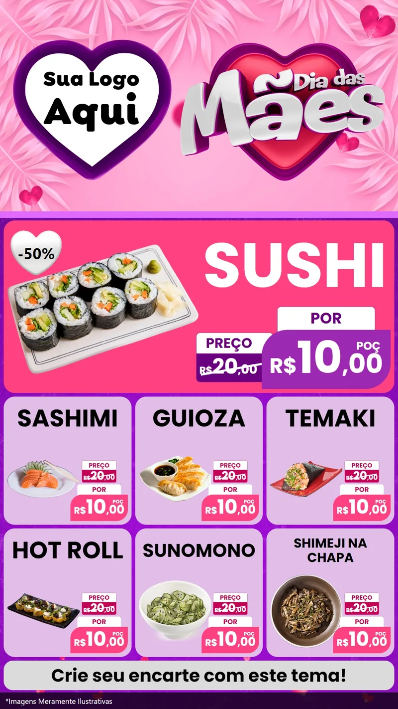 Modelo de Rede Social para Stories com o tema Dia das Mães para Comida japonesa