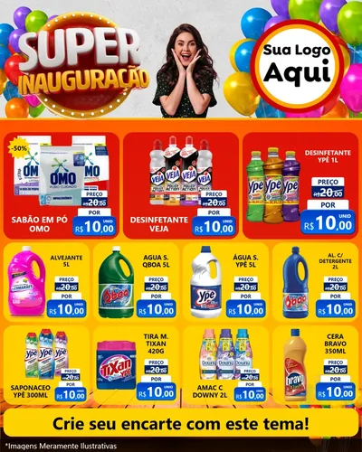 Modelo de Rede Social para Feed Instagram com o tema Super Inauguração para Produtos de Limpeza
