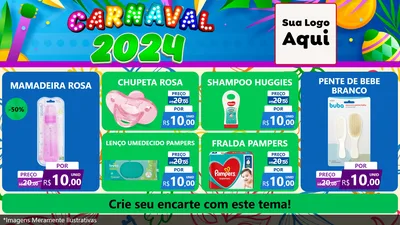 Modelo de TV para TV Horizontal com o tema Carnaval 2027 para Bebês