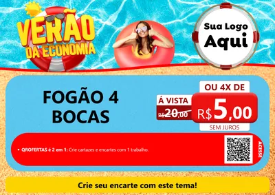 Modelo de Cartaz para Cartaz A4 Horizontal com o tema Verão da Economia para Móveis e Eletro