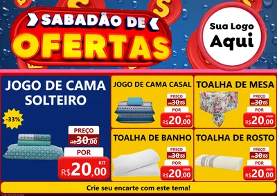 Modelo de Encarte para Encarte A4 Horizontal com o tema Sabadão de Ofertas para Cama, Mesa e Banho