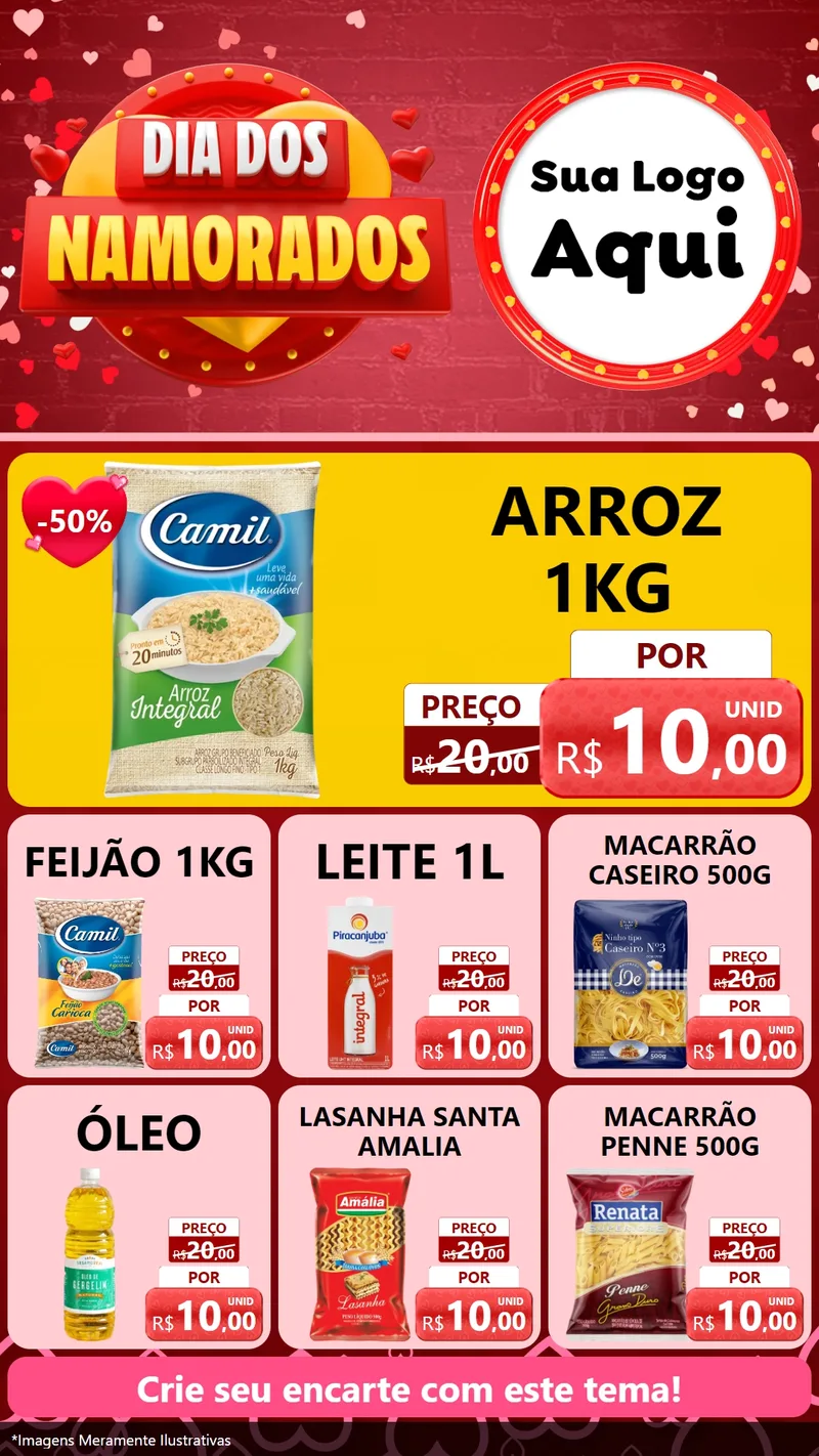 Modelo de Rede Social para Stories com o tema Dia Dos Namorados para Supermercado